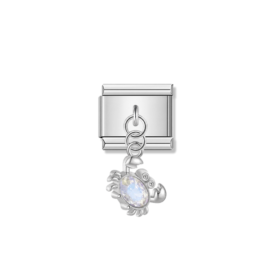 Crystal Crab – silver Italian pendant charm by Italycharm