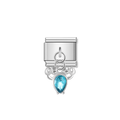 Blue Teardrop Crab - Silver Pendant Charm