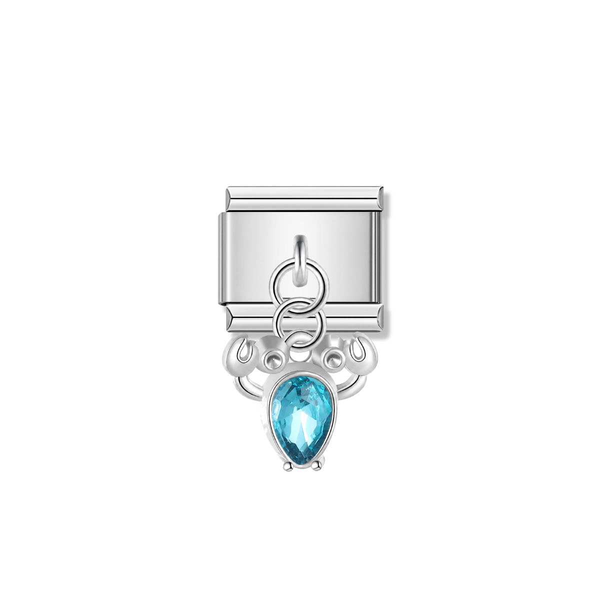Blue Teardrop Crab - Silver Pendant Charm