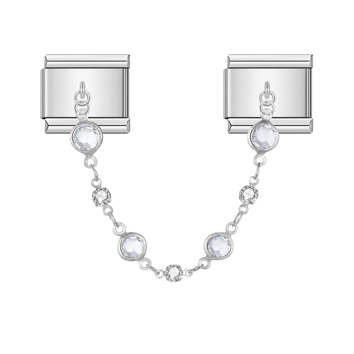 Krystal Valeria With CZ – silver Italian chain charm by Italycharm