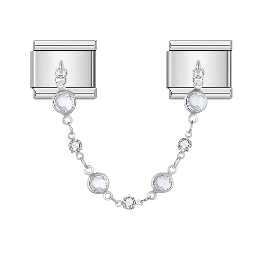Krystal Valeria With CZ – silver Italian chain charm by Italycharm