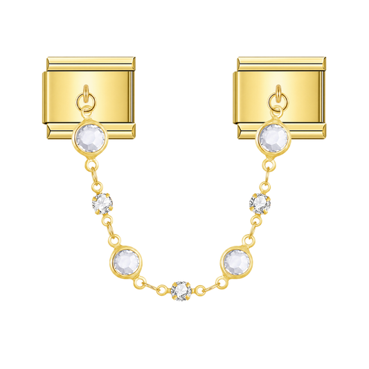 Krystal Valeria With CZ – gold Italian chain charm by Italycharm