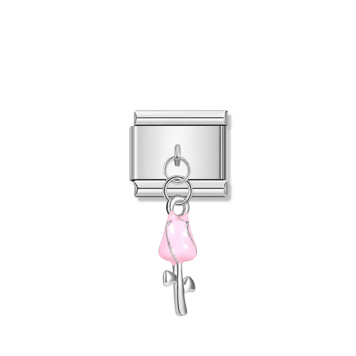 Soft Pink Tulip Flower Charm – silver Italian pendant charm by Italycharm