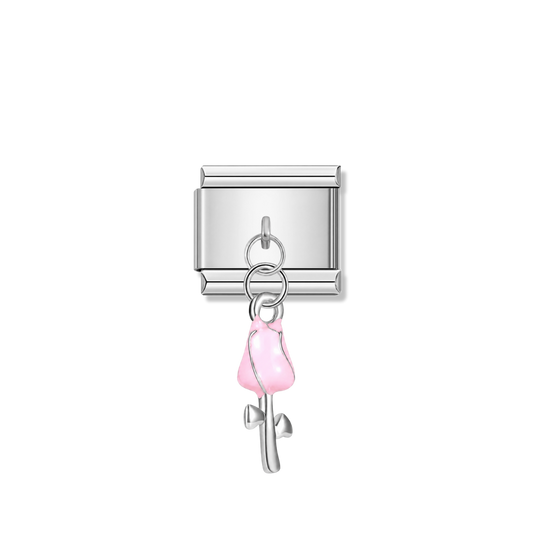 Soft Pink Tulip Flower Charm – silver Italian pendant charm by Italycharm