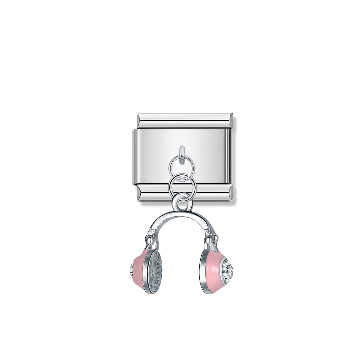 Trendy Pink Headphones – silver Italian pendant charm by Italycharm