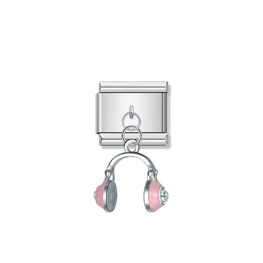 Trendy Pink Headphones – silver Italian pendant charm by Italycharm