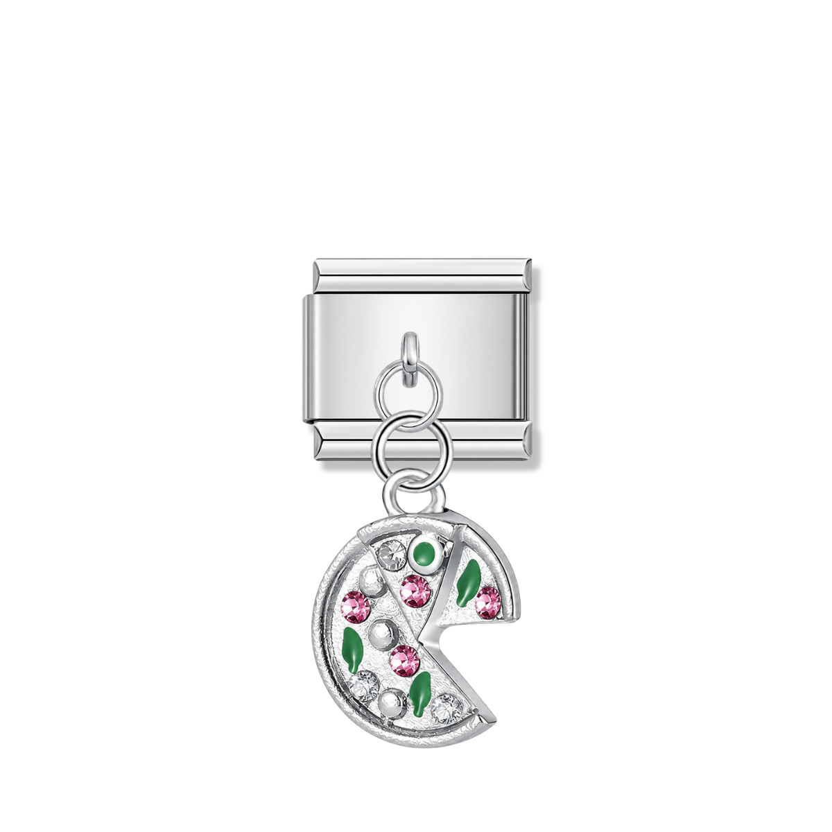 Pizza Slice Missing a Piece – silver Italian pendant charm by Italycharm