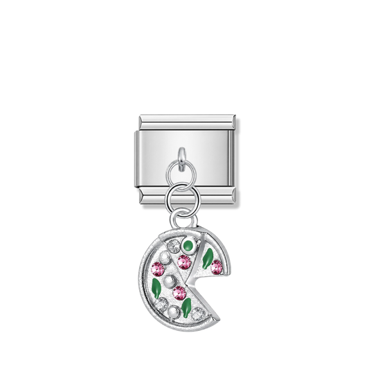 Pizza Slice Missing a Piece – silver Italian pendant charm by Italycharm
