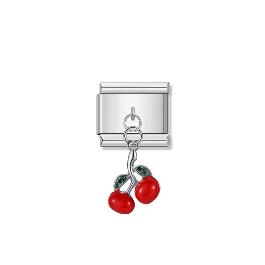 Cherries with Love – silver Italian pendant charm by Italycharm