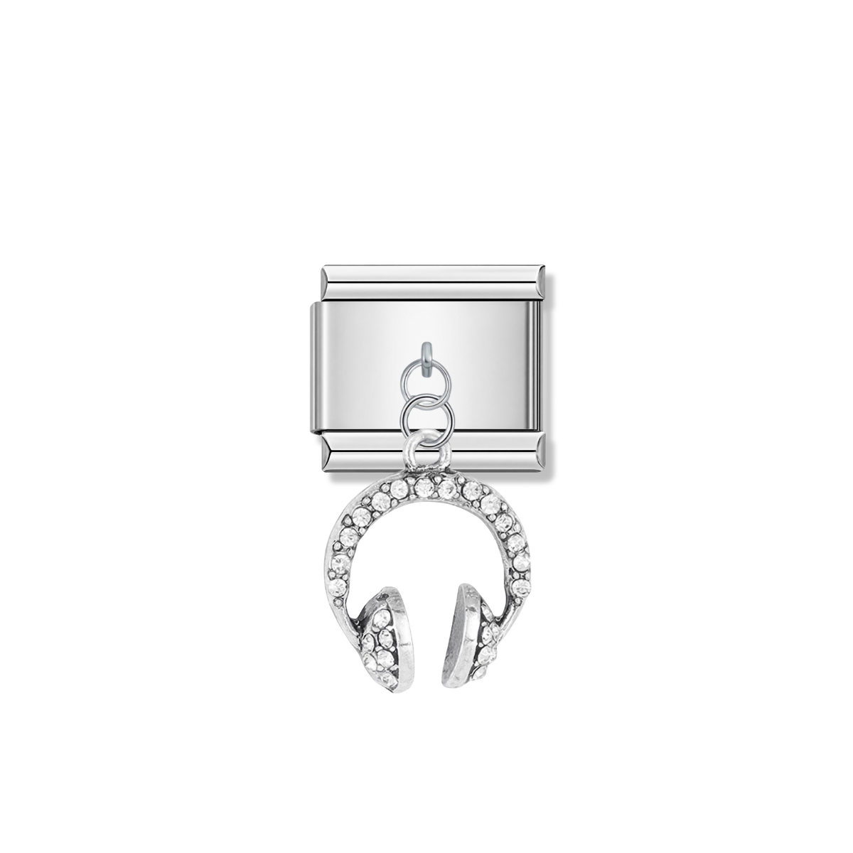 Stylish Headphones – silver Italian pendant charm by Italycharm