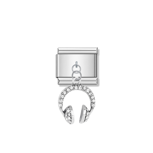 Stylish Headphones – silver Italian pendant charm by Italycharm