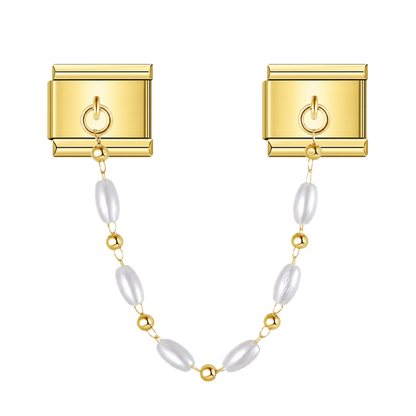 Elegant Princess Pearls – gold Italian chain charm by Italycharm