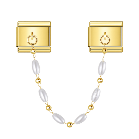 Elegant Princess Pearls – gold Italian chain charm by Italycharm