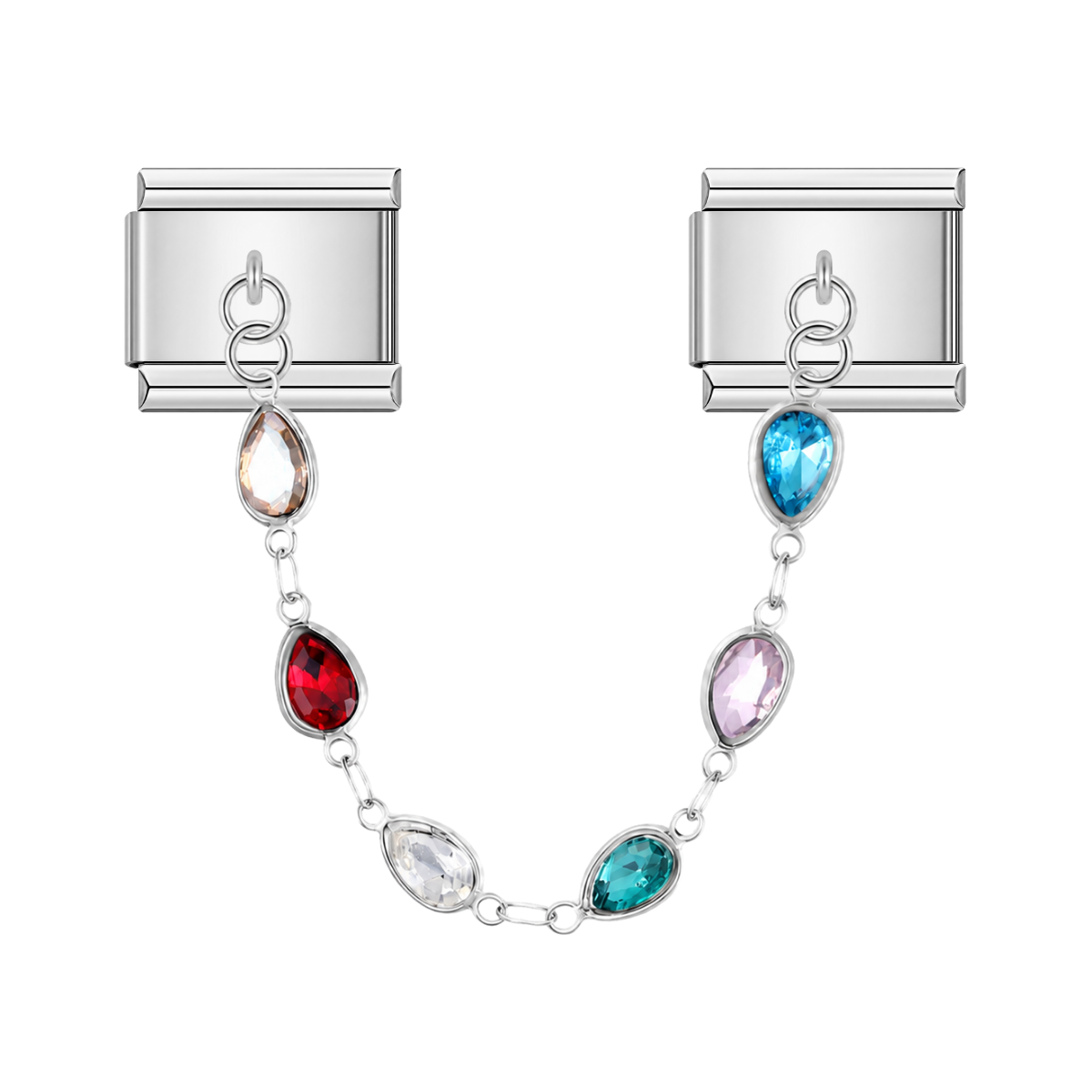Aesthetic Rain with CZ – silver Italian chain charm by Italycharm