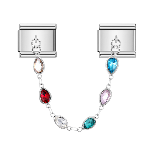 Aesthetic Rain with CZ – silver Italian chain charm by Italycharm