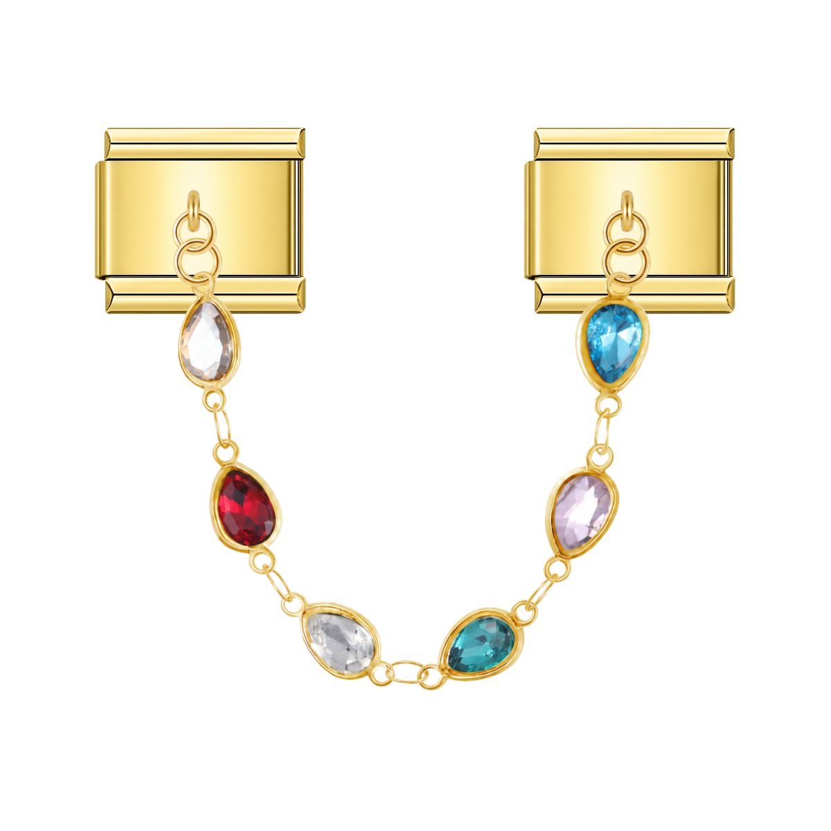 Aesthetic Rain with CZ – gold Italian chain charm by Italycharm