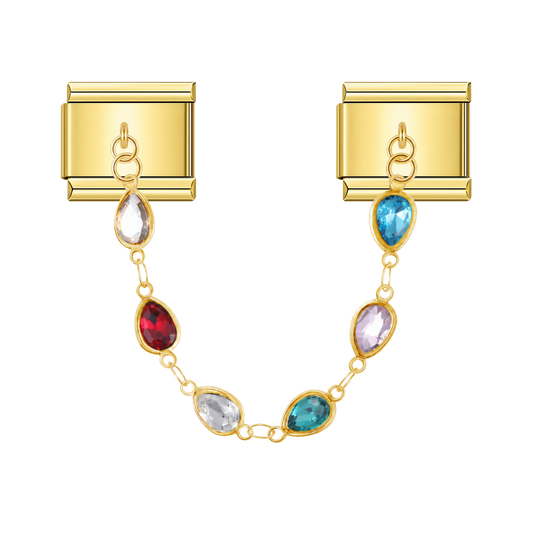 Aesthetic Rain with CZ – gold Italian chain charm by Italycharm