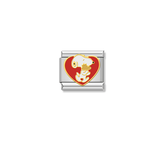Snoopy Woodstock Heart - Silver Charm