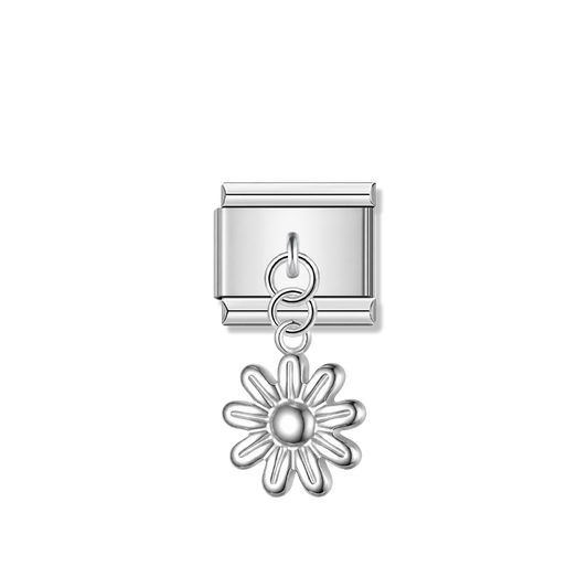 Blooming Daisy – Silver Italian Pendant Charm – Italian charm by Italycharm