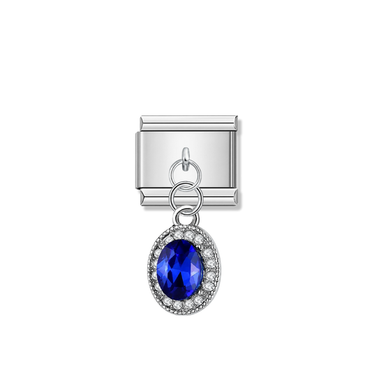 Royal Sapphire – silver Italian pendant charm by Italycharm