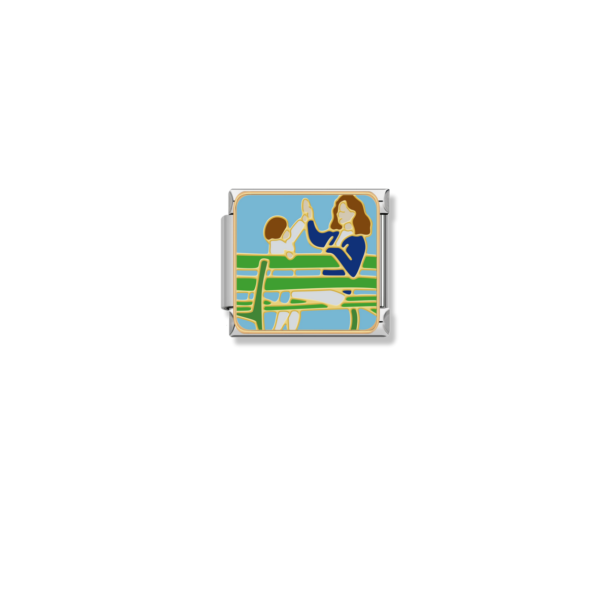 Mother Son High Five - Silver Charm