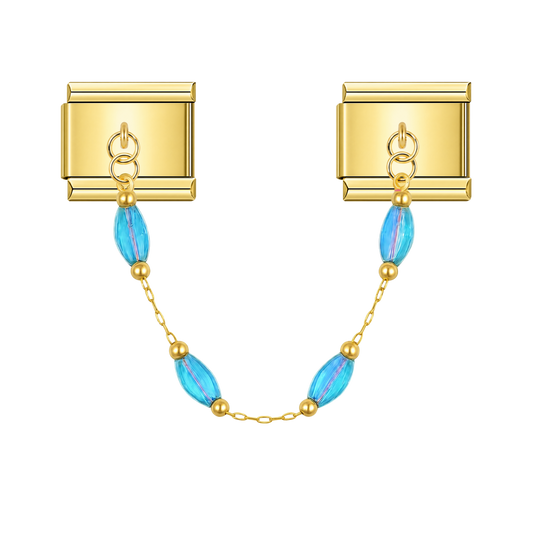 Ocean Teal – gold Italian chain charm by Italycharm