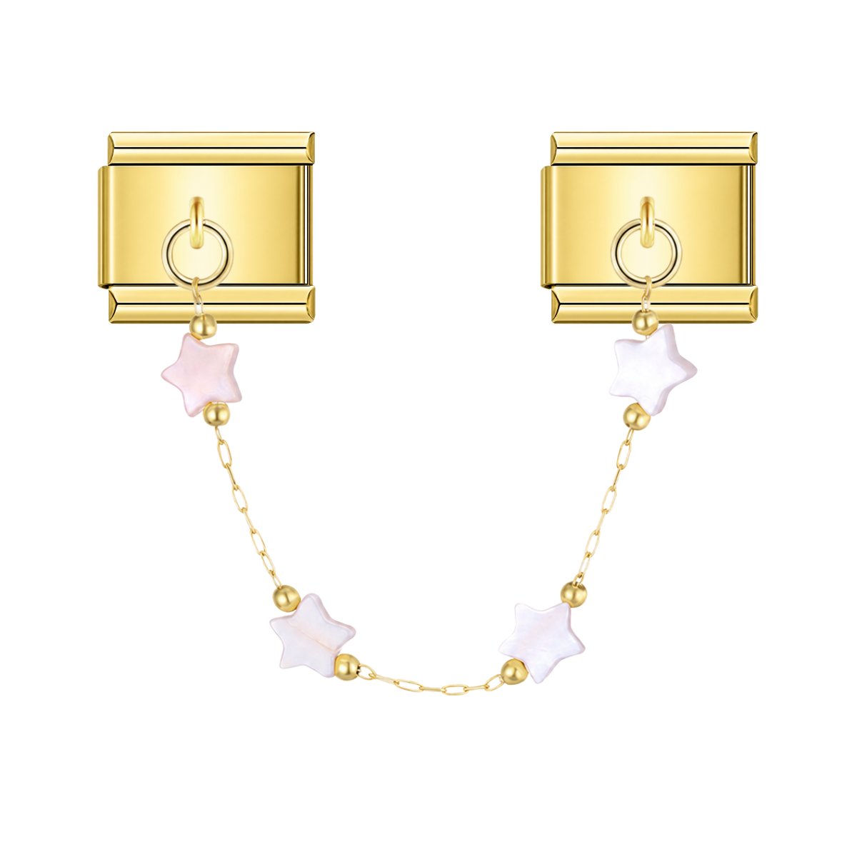 Blush Petal Mother of Pearl Stars – gold Italian chain charm by Italycharm
