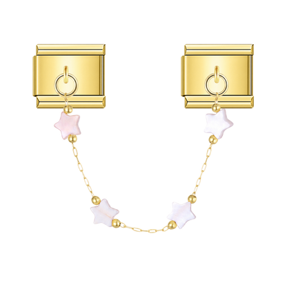 Blush Petal Mother of Pearl Stars – gold Italian chain charm by Italycharm