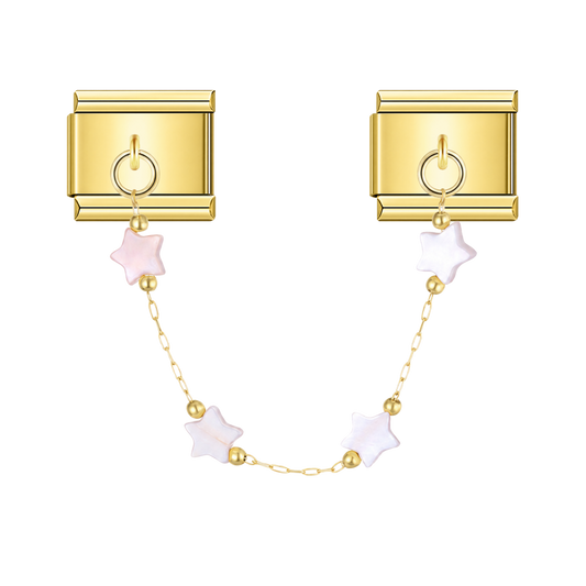 Blush Petal Mother of Pearl Stars – gold Italian chain charm by Italycharm