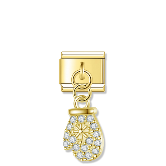 Sparkling Winter Mitten - Gold Pendant Charm