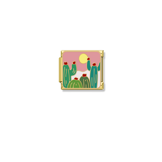 Blooming Desert Cactus - Gold Charm
