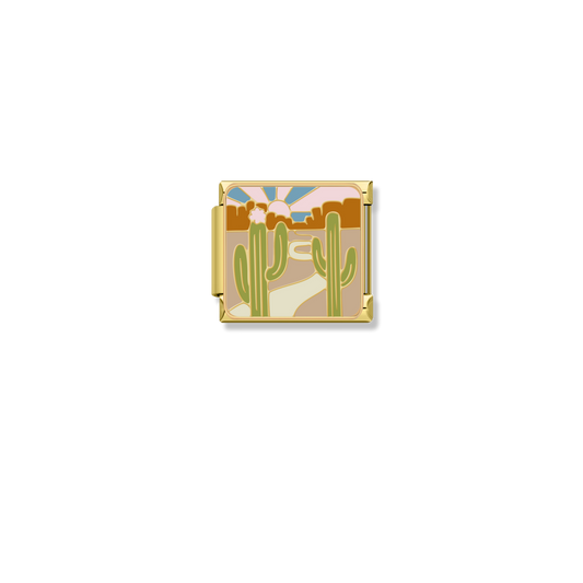 Desert Sunrise Cactus - Gold Charm