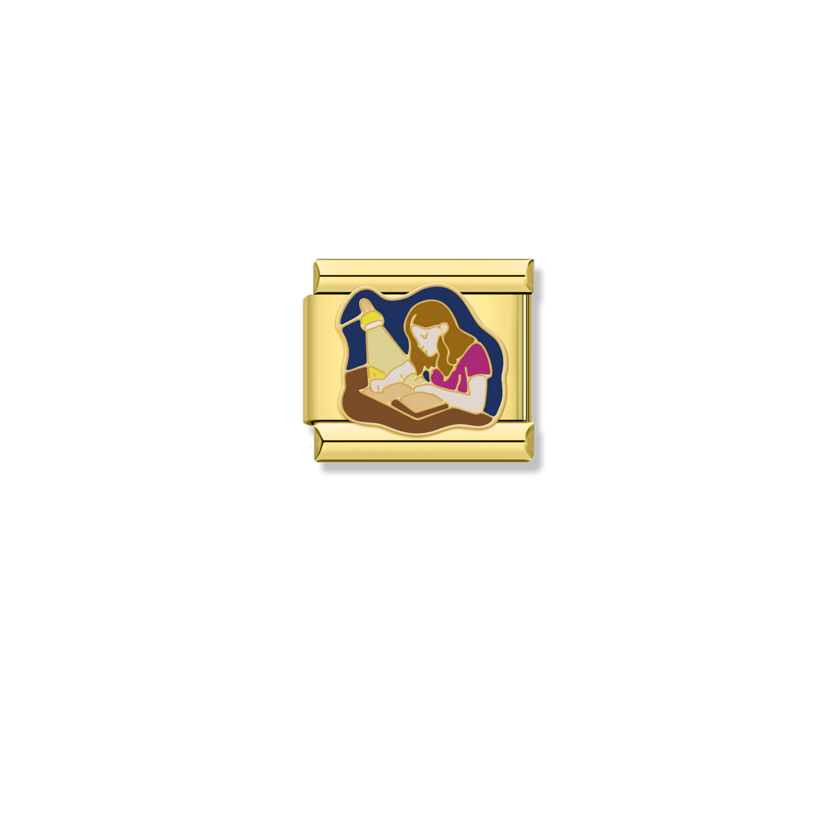Girl Reading Book - Gold Charm