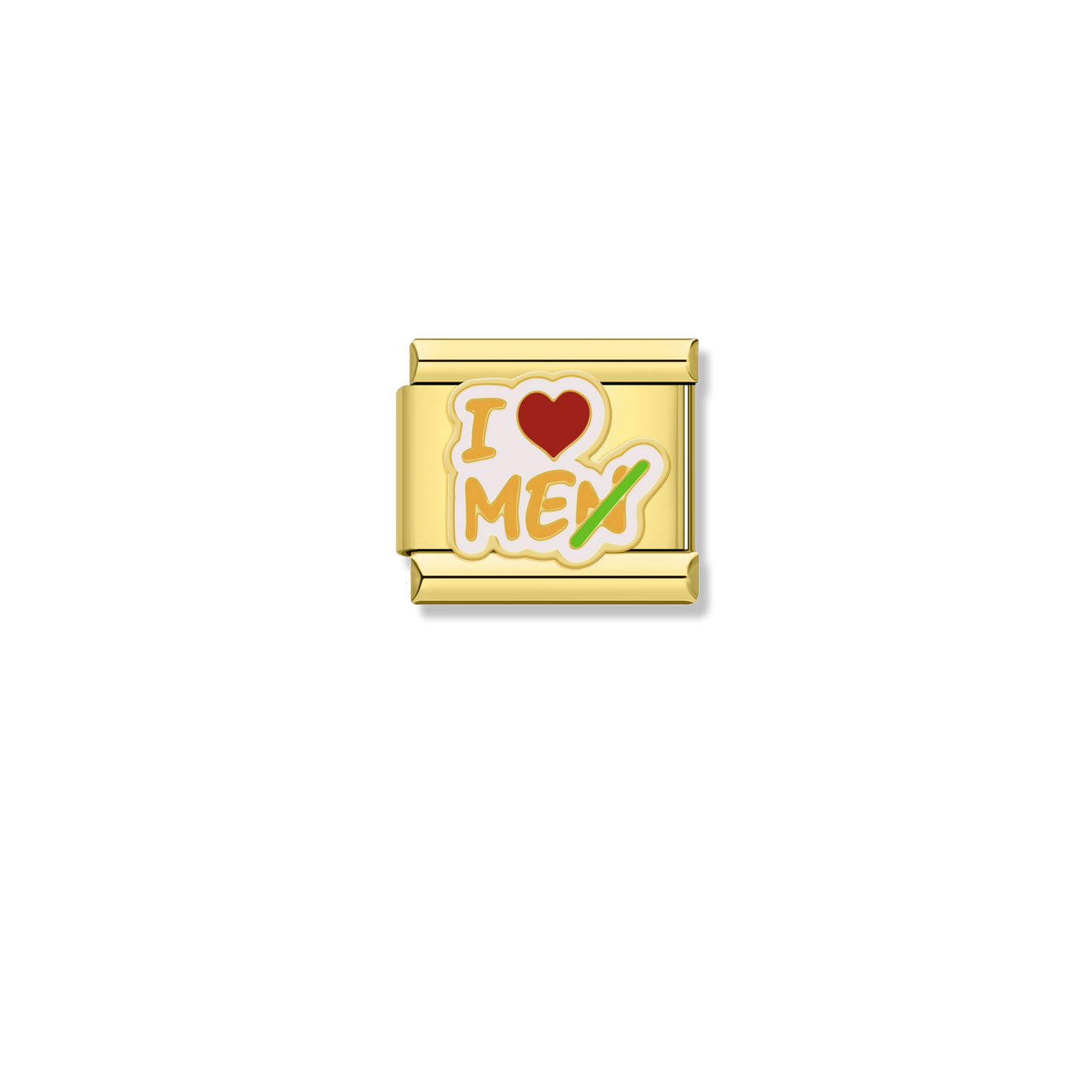 I Heart Men Crossed Out - Gold Charm