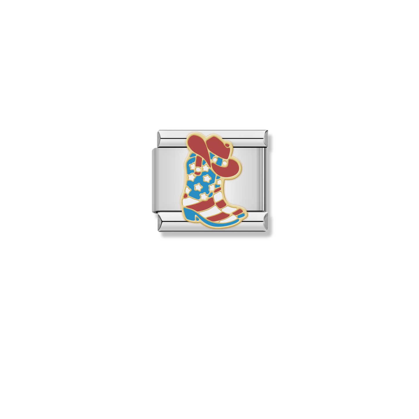 Patriotic Cowboy Boot - Silver Charm