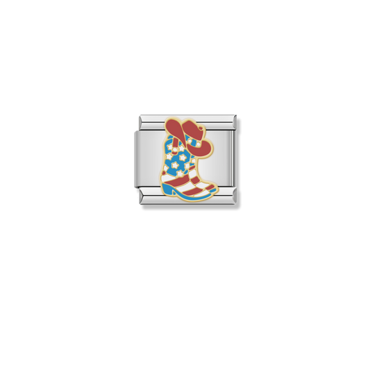 Patriotic Cowboy Boot - Silver Charm