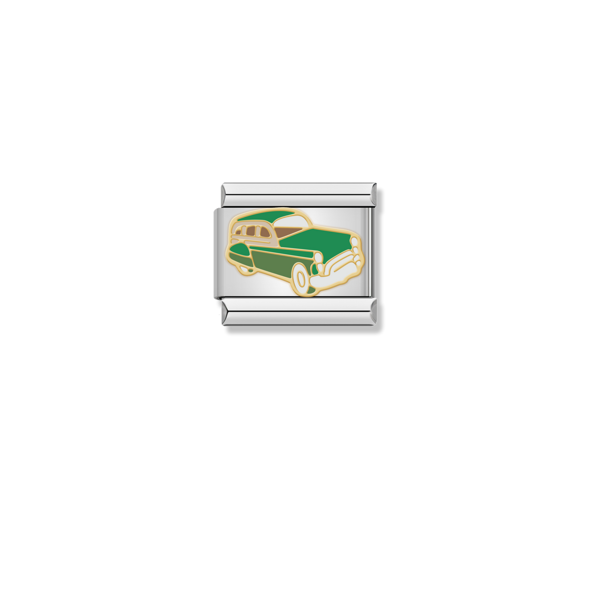 Vintage Green Car - Silver Charm