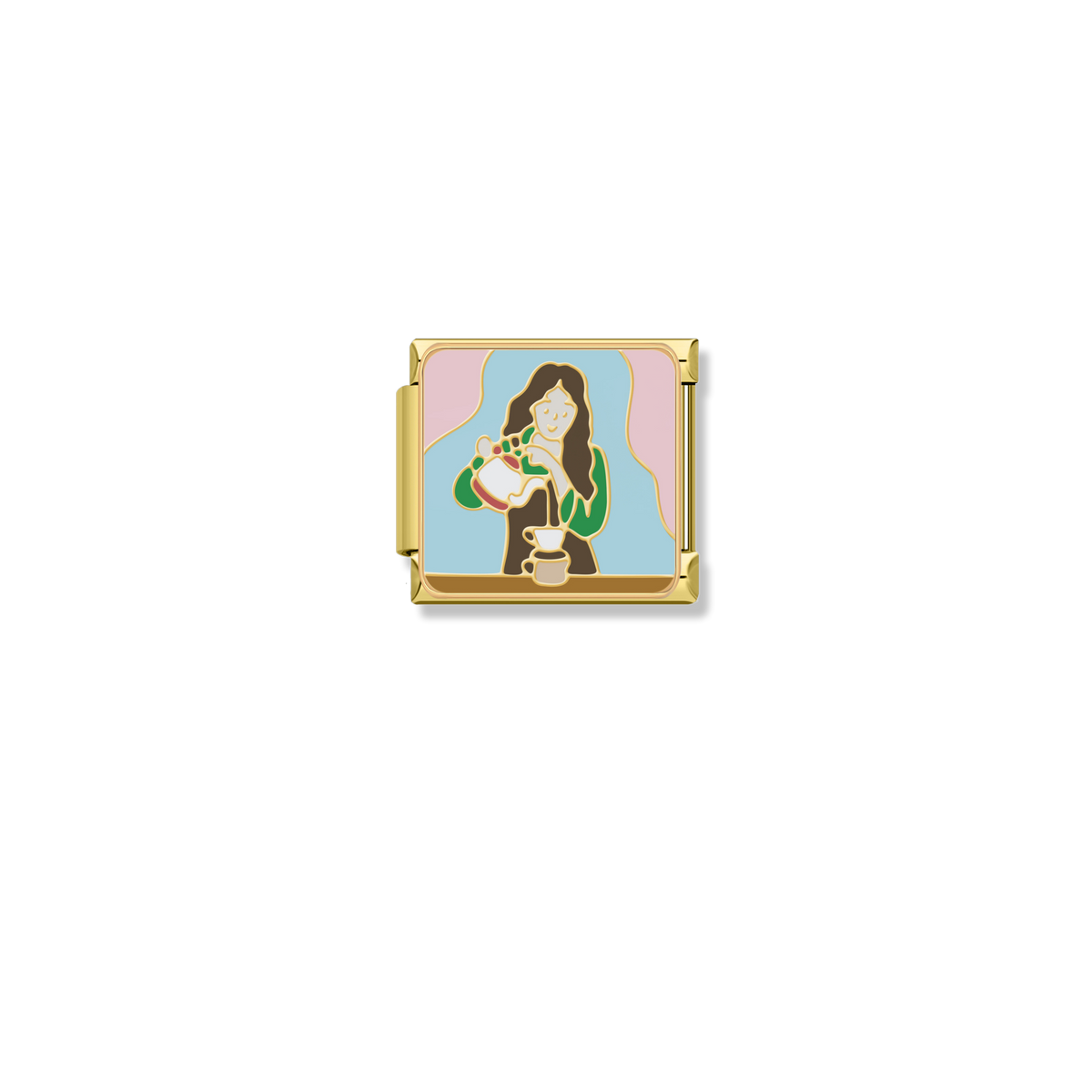 Tea Time Girl - Gold Charm