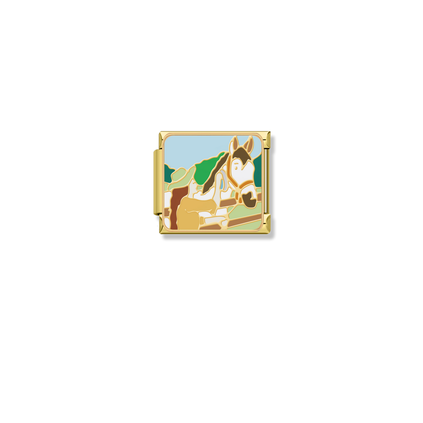 Meadow Horse Portrait - Gold Charm