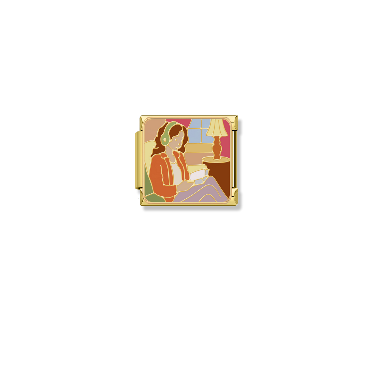 Cozy Reading Girl - Gold Charm