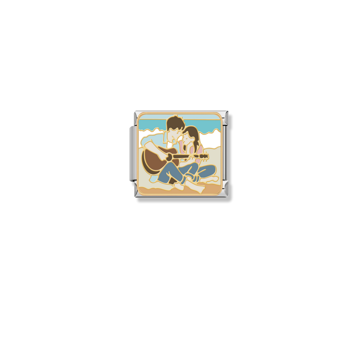 Beach Guitar Couple - Gold Charm