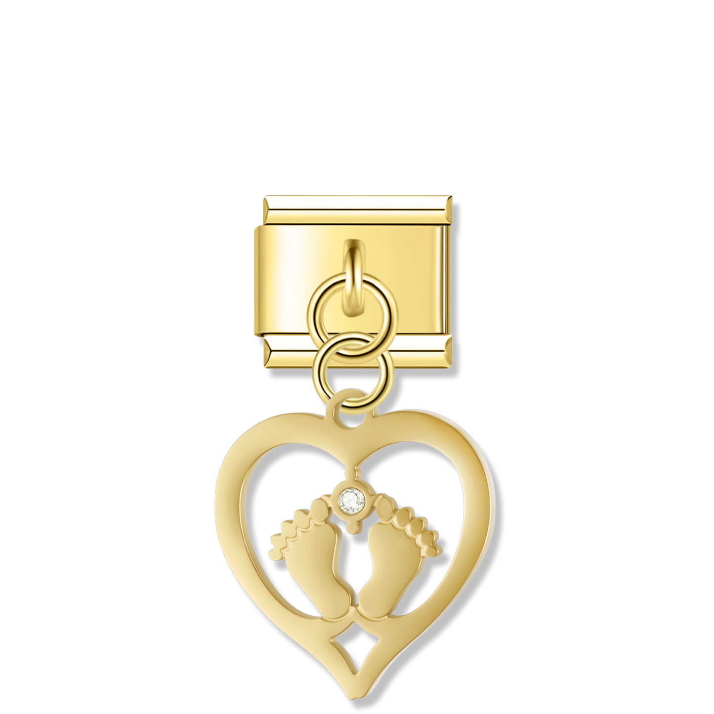 Baby Feet Heart - Gold Pendant Charm