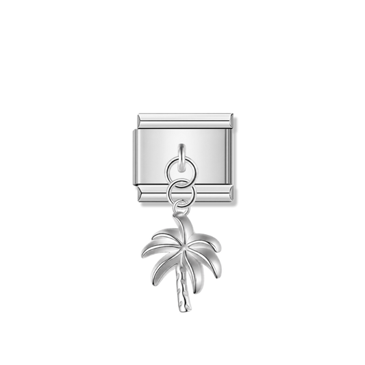 Tropical Coconut Tree – Silver Italian Pendant Charm