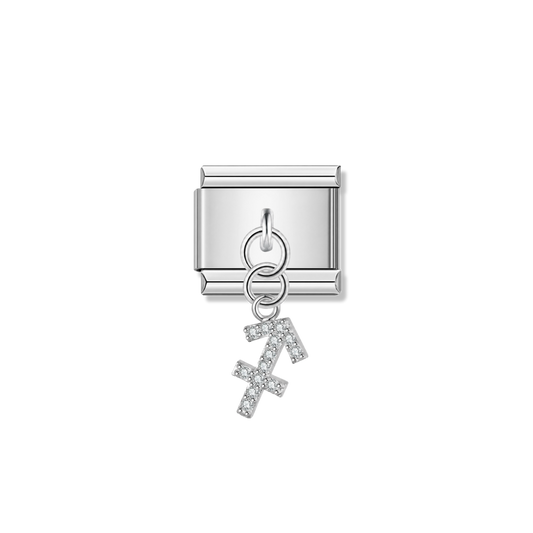 Sagittarius with CZ – Silver Italian Pendant Charm – Italian charm by Italycharm