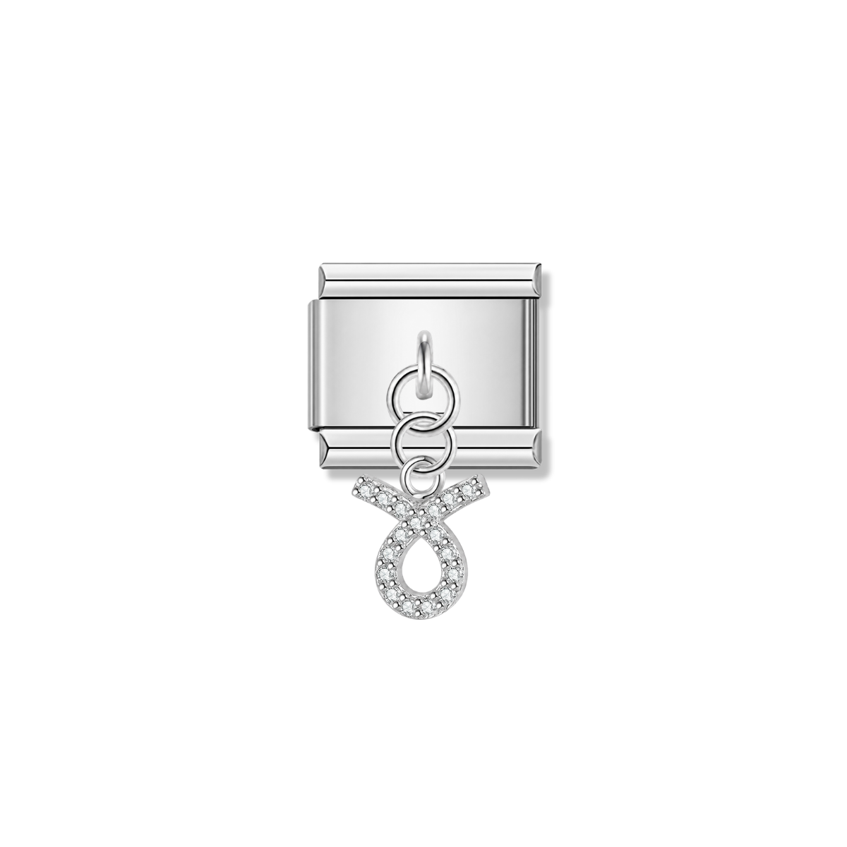 Taurus with CZ – Silver Italian Pendant Charm – Italian charm by Italycharm