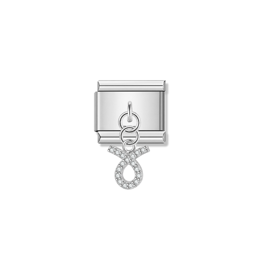 Taurus with CZ – Silver Italian Pendant Charm – Italian charm by Italycharm