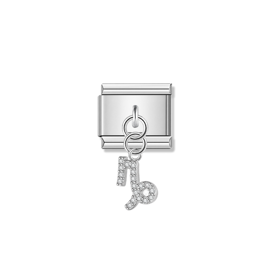 Capricorn with CZ – Silver Italian Pendant Charm – Italian charm by Italycharm