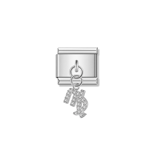 Virgo with CZ – Silver Italian Pendant Charm – Italian charm by Italycharm