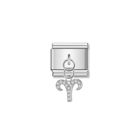 Aries with CZ – Silver Italian Pendant Charm – Italian charm by Italycharm