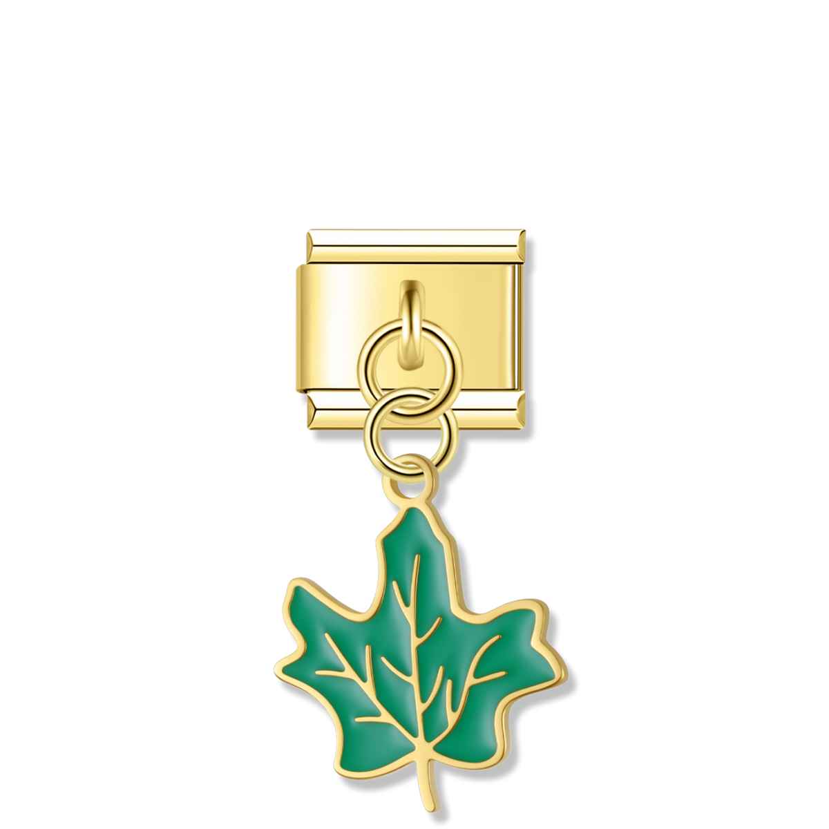 Green Maple Leaf - Gold Pendant Charm